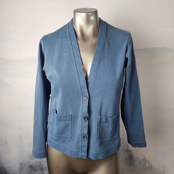 Vintage L.L.Bean Dusty Blue V-Neck Button Cardigan | Women's Medium* - Picture 1 of 12